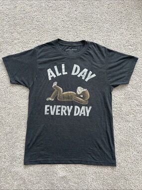 Curious George All Day Every Day vintage Style Graphic Tee - Gray
